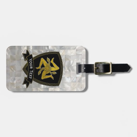 Étiquette À Bagage Motif nacré sicilien de Trinacria (Devant horizontal)