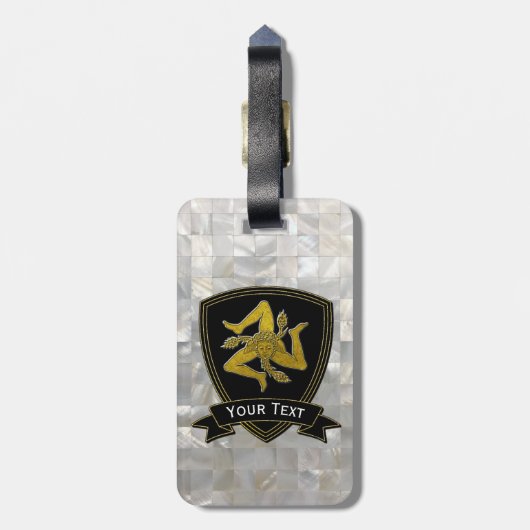 Étiquette À Bagage Motif nacré sicilien de Trinacria (Dos Vertical)