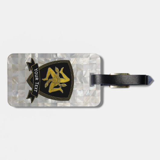 Étiquette À Bagage Motif nacré sicilien de Trinacria (Dos horizontal)