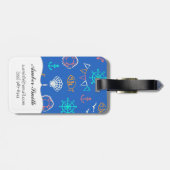 Étiquette À Bagage Motif nautique 1 de dessin de craie (Dos horizontal)