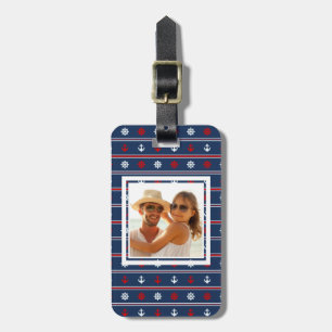 Étiquette À Bagage Motif nautique blanc de photo faite sur commande