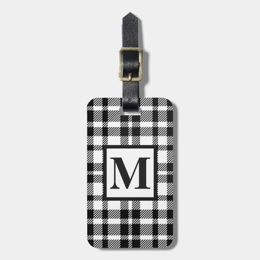 Étiquette À Bagage Motif noir et blanc de guingan (Devant Vertical)