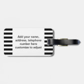 Étiquette À Bagage Motif noir et blanc de rayures de mod (Dos horizontal)