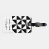 Étiquette À Bagage Motif noir et blanc de triangle (Dos horizontal)