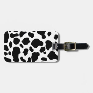 Étiquette À Bagage motif noir et blanc d'impression de vache