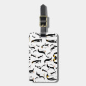 Étiquette À Bagage Motif noir et blanc pingouins (Devant Vertical)