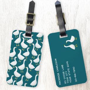Étiquette À Bagage Motif Oiseau Oie Vert Sarcelle