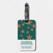 Étiquette À Bagage Motif orange d'étoiles de mer de photo faite sur (Dos Vertical)