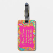 Étiquette À Bagage Motif Orange rose moderne Paisley Whimsy (Dos Vertical)