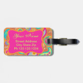 Étiquette À Bagage Motif Orange rose moderne Paisley Whimsy (Dos horizontal)