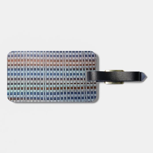 Étiquette À Bagage Motif papier pâte bleu et bronze (Dos horizontal)