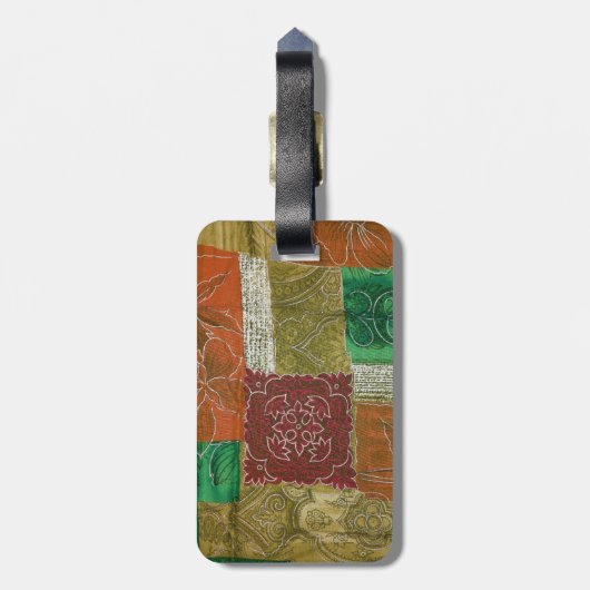 Étiquette À Bagage Motif Patchwork, Arrière - plan Patchwork (Dos Vertical)