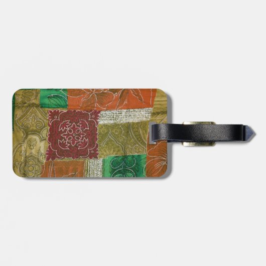 Étiquette À Bagage Motif Patchwork, Arrière - plan Patchwork (Dos horizontal)