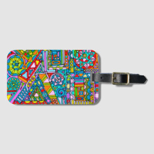 Étiquette À Bagage Motif Peint À La Main Et Numériquement Art 53