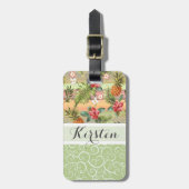 Étiquette À Bagage Motif personnalisé de fleur de fruit d'ananas trop (Devant Vertical)