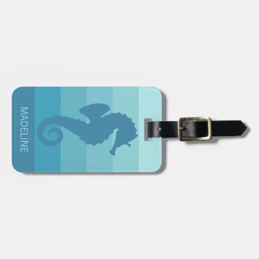 Étiquette À Bagage Motif personnalisé Turquoise Turquoise Bleu Vert G (Devant horizontal)