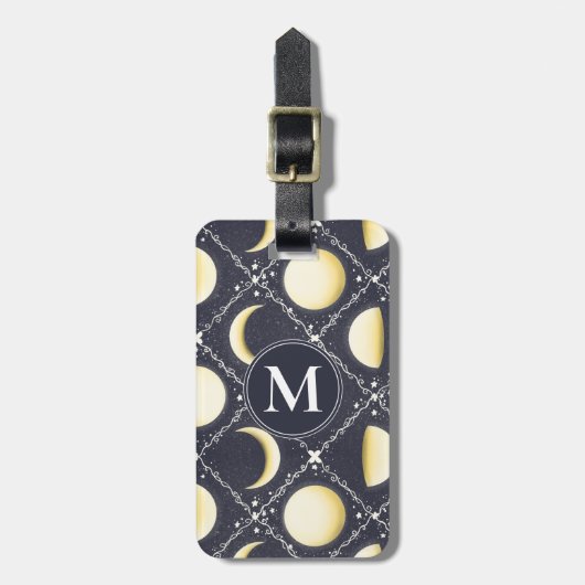 Étiquette À Bagage Motif Phases de lune céleste (Devant Vertical)