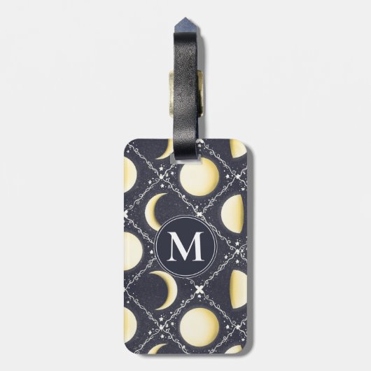 Étiquette À Bagage Motif Phases de lune céleste (Dos Vertical)