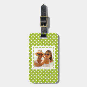 Étiquette À Bagage motif Photo Spring personnalisé avec pois blancs