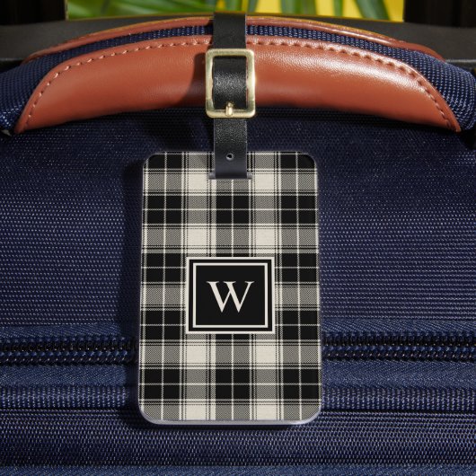 Étiquette À Bagage Motif plat noir classique avec Monogramme (Insitu Rectoal 2)