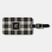 Étiquette À Bagage Motif plat noir classique avec Monogramme (Devant horizontal)