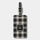Étiquette À Bagage Motif plat noir classique avec Monogramme (Devant Vertical)