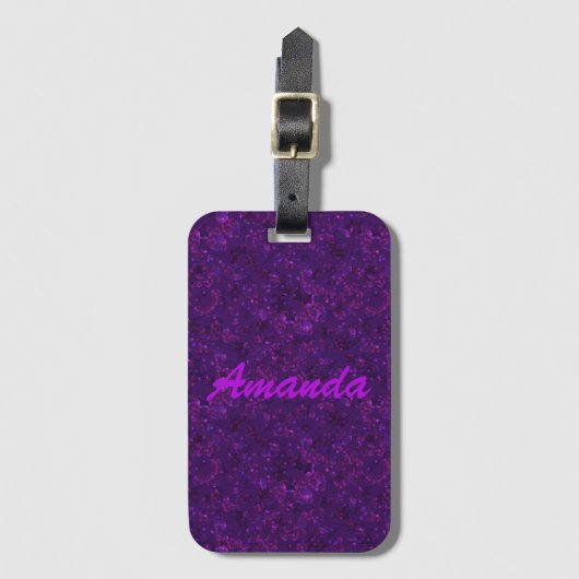 Étiquette À Bagage Motif pourpre, confetti violet (Devant Vertical)