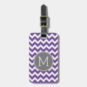 Étiquette À Bagage Motif pourpre et gris Chevron avec Monogram (Devant Vertical)
