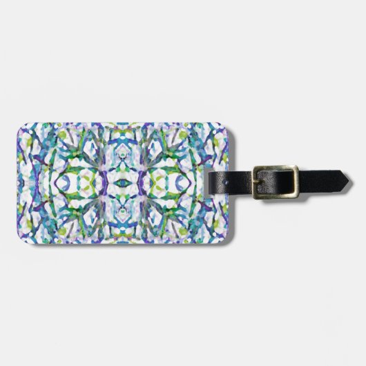 Étiquette À Bagage Motif psychédélique bleu (Devant horizontal)