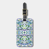 Étiquette À Bagage Motif psychédélique bleu (Devant Vertical)