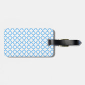 Étiquette À Bagage Motif Quatrefoil bleu (Dos horizontal)