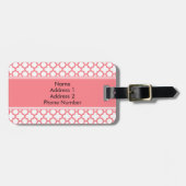 Étiquette À Bagage Motif Quatrefoil rose rose monogramme (Devant horizontal)