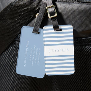 Étiquette À Bagage Motif rayé bleu moderne