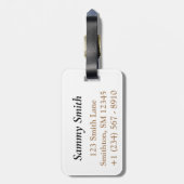 Étiquette À Bagage Motif rayé noir et blanc avec Monogramme (Dos Vertical)