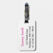 Étiquette À Bagage Motif rayé rose classique et vert menthe (Dos Vertical)