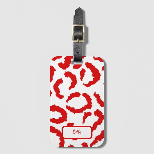 Étiquette À Bagage Motif Red Leopard (Devant Vertical)