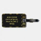 Étiquette À Bagage Motif Retro Art Déco Black / Gold Shell (Dos horizontal)
