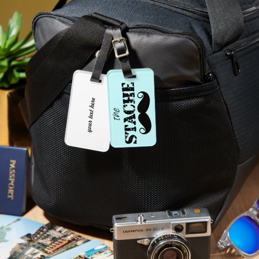 Étiquette À Bagage Motif rétro Mustache Hipster (Recto & Verso)