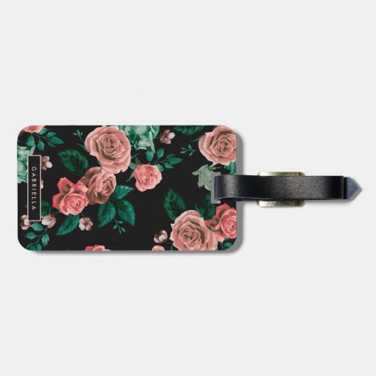 Étiquette À Bagage Motif rose (Dos horizontal)