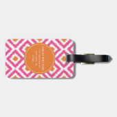 Étiquette À Bagage Motif rose décoré d'un monogramme d'Ikat de (Dos horizontal)