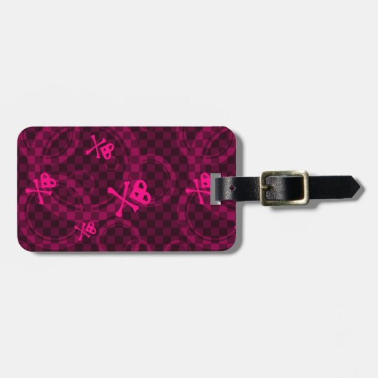 Étiquette À Bagage Motif rose d'Emo avec des cercles (Devant horizontal)