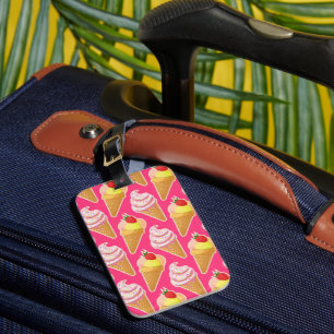 Étiquette À Bagage Motif rose Kawaii avec crème glacée aux fraises