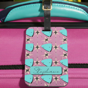 Étiquette À Bagage Motif rose moderne du milieu du siècle