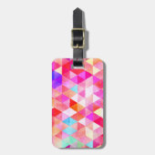 Étiquette À Bagage Motif rose multicolore de triangle d'aquarelle (Devant Vertical)