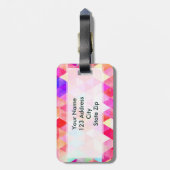 Étiquette À Bagage Motif rose multicolore de triangle d'aquarelle (Dos Vertical)