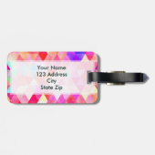 Étiquette À Bagage Motif rose multicolore de triangle d'aquarelle (Dos horizontal)