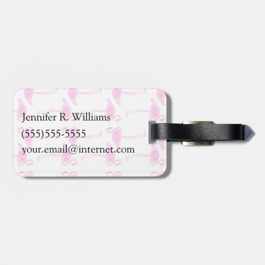 Étiquette À Bagage Motif rose nommé fait sur commande de Flamant rose (Dos horizontal)