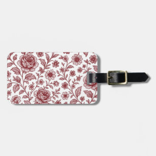 Étiquette À Bagage Motif Rose Vintage rouge foncé