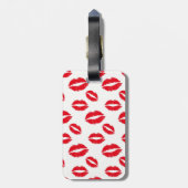 Étiquette À Bagage Motif rouge chic moderne de lèvres de monogramme (Dos Vertical)