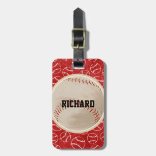 Étiquette À Bagage Motif rouge personnalisé de base-ball avec le
